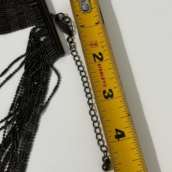 Natasha multi layered/strand charcoal gray necklace - Picture 7 of 7